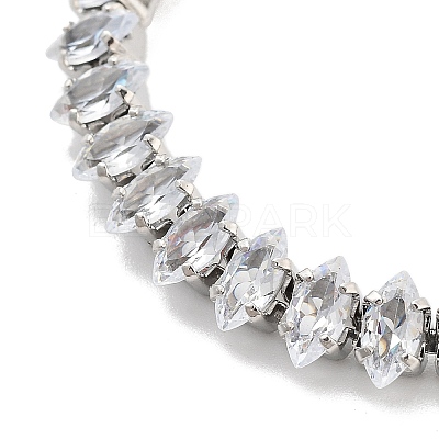 Brass Pave Clear Cubic Zirconia Horse Eye Box Chain Slider Bracelets BJEW-YWC0002-06B-P-1