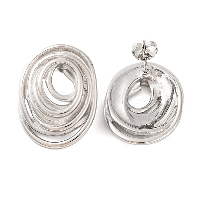 Tarnish Resistant 304 Stainless Steel Stud Earrings EJEW-G395-07P-1