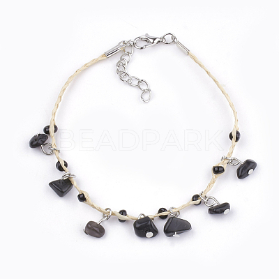 Handmade Braided Raffia Anklets AJEW-S072-03A-1