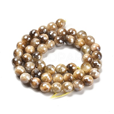 Electroplated Natural Tiger Eye Round Beads Strands G-L598-A04-02-1