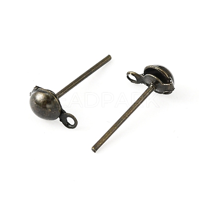 Iron Stud Earring Findings IFIN-F136-4mm-08AB-1