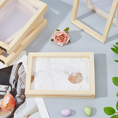 14Pcs Rectangle Wooden Paper Making DIY-FH0010-42-1