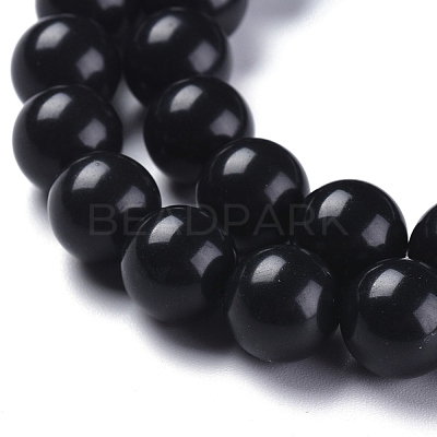 Natural Black Stone Beads Strands G-I288-A02-8mm-1