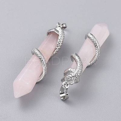 Natural Rose Quartz Big Pointed Pendants X-G-F696-B13-1