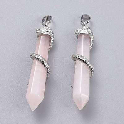 Natural Rose Quartz Big Pointed Pendants X-G-F696-B13-1