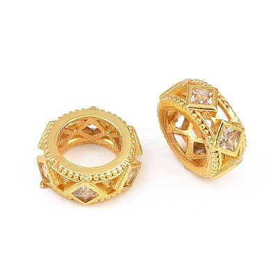 Brass Micro Pave Clear Cubic Zirconia European Beads CU-CBA6A75-14G-1