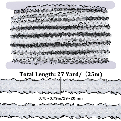 25M Nylon Elastic Pleated Lace Trim OCOR-CY0001-13F-1