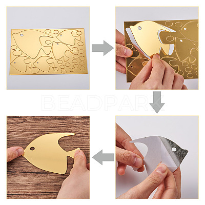 3 Sets 3 Style Fish Acrylic Mirror Wall Stickers DIY-CF0001-02A-1
