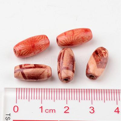 Printed Natural Wood Beads X-WOOD-R246-M-1