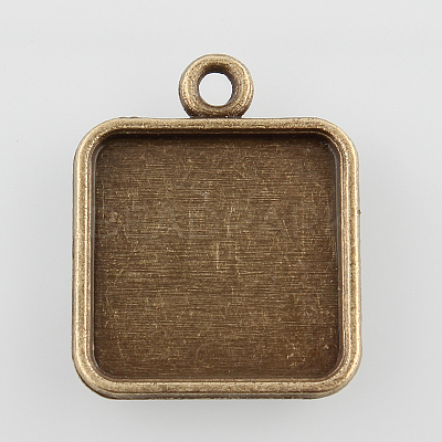 Square Alloy Pendant Cabochon Settings X-PALLOY-N0088-04AB-NF-1