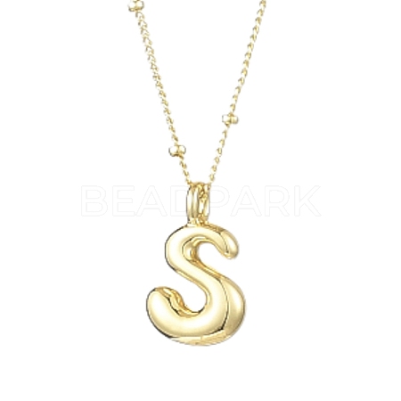 1Pc Initial Letter Brass Pendant Necklaces NJEW-YW0001-24S-1