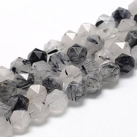 Natural Black Rutilated Quartz Beads Strands G-R448-10mm-01-1