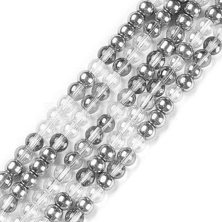 Transperant Electroplate Glass Beads Strands GLAA-P056-4mm-C01-1