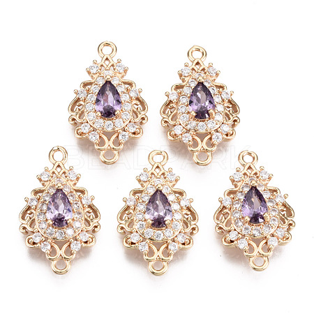 Brass Micro Pave Cubic Zirconia Links Connectors X-KK-R111-011-A03-1