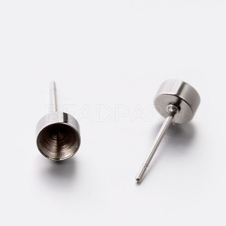 304 Stainless Steel Post Stud Earring Settings X-STAS-E074-17-1