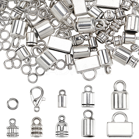 80Pcs 8 Styles Tibetan Style Alloy Cord End FIND-SC0020-98D-1