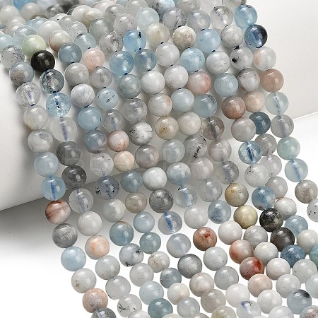 Natural Aquamarine Beads Strands G-F591-29B-6mm-01-1
