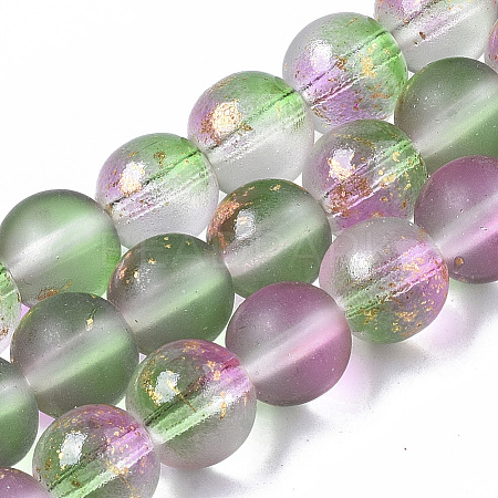Frosted Spray Painted Glass Beads Strands LS-GLAA-N035-03C-C01-1