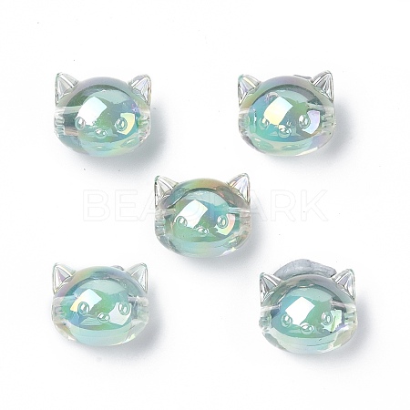UV Plating Rainbow Iridescent Acrylic Beads OACR-H015-05D-1