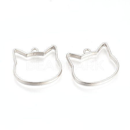 Rack Plating Alloy Kitten Open Back Bezel Pendants LS-X-PALLOY-R099-29P-FF-1