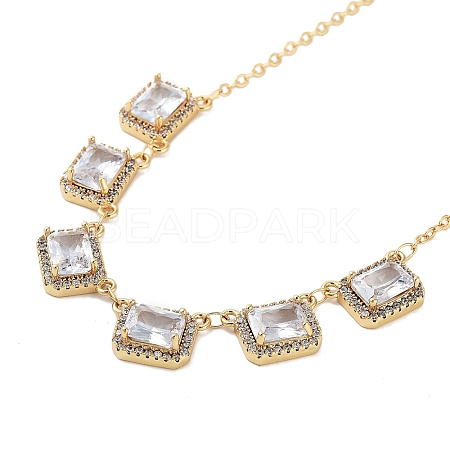 Rack Plating Brass Micro Pave Cubic Zirconia Necklaces NJEW-M215-02G-02-1