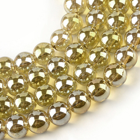 Electroplate Glass Beads Strands X-EGLA-Q062-6mm-A10-1