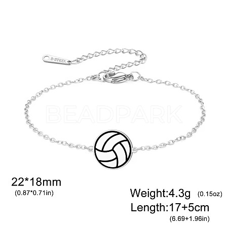 304 Stainless Steel Sport Ball Link Bracelets for Women WG444BD-03-1