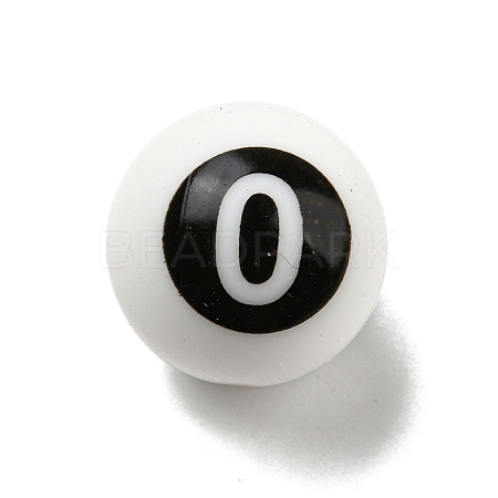 Round with Black Number 0 Silicone Focal Beads SIL-R013-01A-1