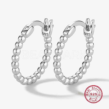 Rhodium Plated 925 Sterling Silver Hoop Earrings for Women PO2404-1-1