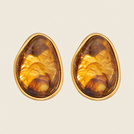 304 Stainless Steel Resin Stud Earrings for Women GX1070-1
