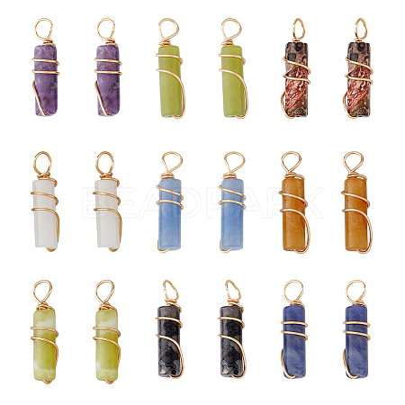 SUPERFINDINGS 18Pcs 9 Styles Natural Gemstone Pendants FIND-FH0006-44-1