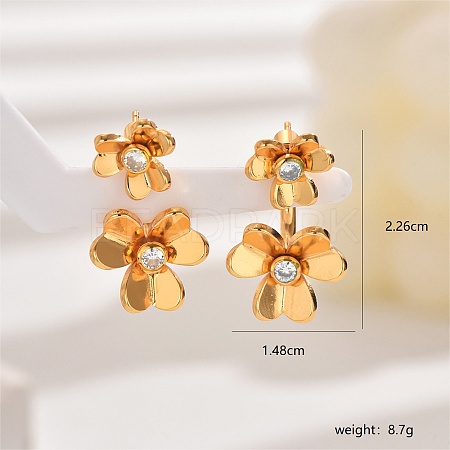 Vintage Bronze Flower Stud Earrings for Elegant Ladies JD3385-1