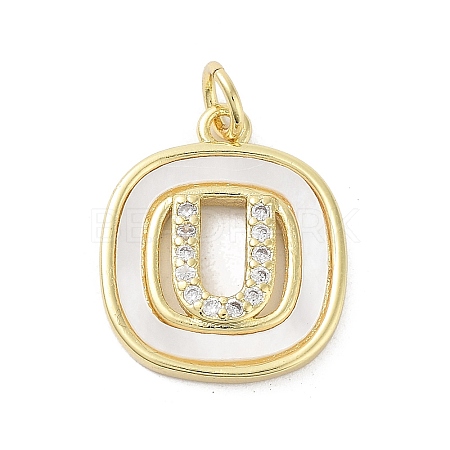 Rack Plating Brass Micro Pave Clear Cubic Zirconia Pendants KK-E102-33G-U-1