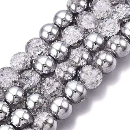 Electroplated Crackle Glass Beads Strands EGLA-N014-10mm-03-1
