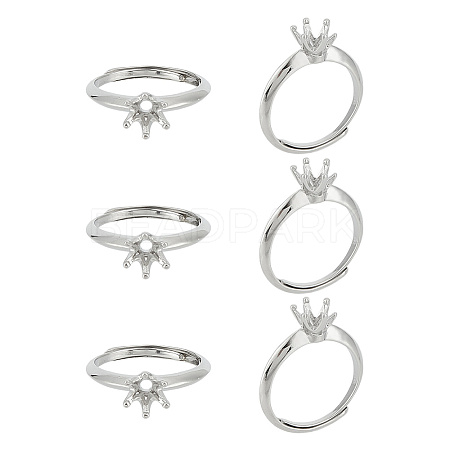 6Pcs Brass Adjustable Ring Findings KK-GO0001-42-1