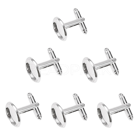 Flat Round Brass Cuff Settings KK-PH0001-14-1