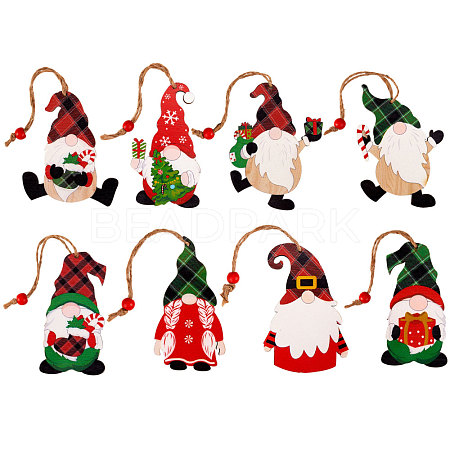 8Pcs Santa Claus Wooden Hanging Ornaments Set sgJX063A-1