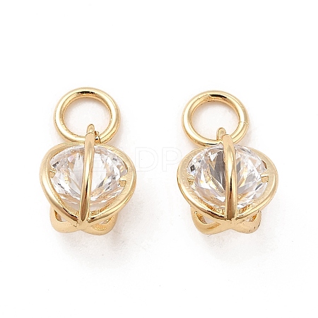 Rack Plating Brass Clear Cubic Zirconia Pendants KK-E081-09G-1