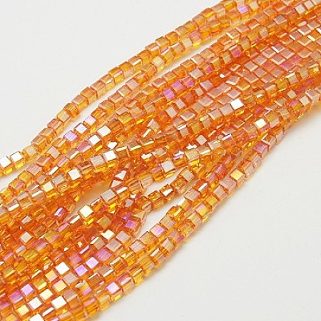 Electroplate Glass Beads Strands EGLA-D018-6x6mm-52-1