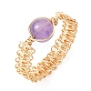 Copper Wire Wrapped Natural Gemstone Braided Bead Rings for Women RJEW-JR00951-4