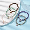 Natural Mixed Gemstone Round Beaded Stretch Bracelets BJEW-JB09727-2