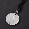 Adjustable Natural Quartz Crystal Sailor's Knot Pendant Necklace with Nylon Cord for Women NJEW-L171-02F-4