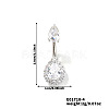 Geometric Brass Clear Cubic Zirconia Teardrop Curved Barbell Belly Button Rings for Women's Gift OY0687-4-2