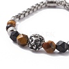 Natural Mixed Stone Beaded Stone Bracelet with Lion for Girl Women BJEW-F418-05-3
