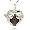 Silver Color Plated Brass Hollow Heart Cage Pendants KK-J241-10S-1