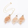 Spiral Shell Pendants Necklaces and Dangle Earrings Jewelry Sets SJEW-JS01012-1