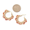Brass Natural Carnelian Hoop Earrings EJEW-TA00782-01-3