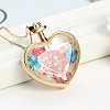 Fashion Dried Flower Alloy Glass Locket Pendant Necklaces NJEW-TA0001-05A-3