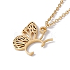 Initial Letter with Butterfly Pendant Necklace NJEW-C026-01G-C-1