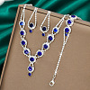 Teardrop Brass Rhinestone Necklaces & Link Bracelets & Stud Earring Sets FS-WGE0FD5-01-1